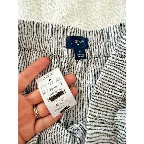 J.Crew Factory | NWT Linen-blend pull-on short in Black And White Stripe | Sz M - Picture 7 of 9